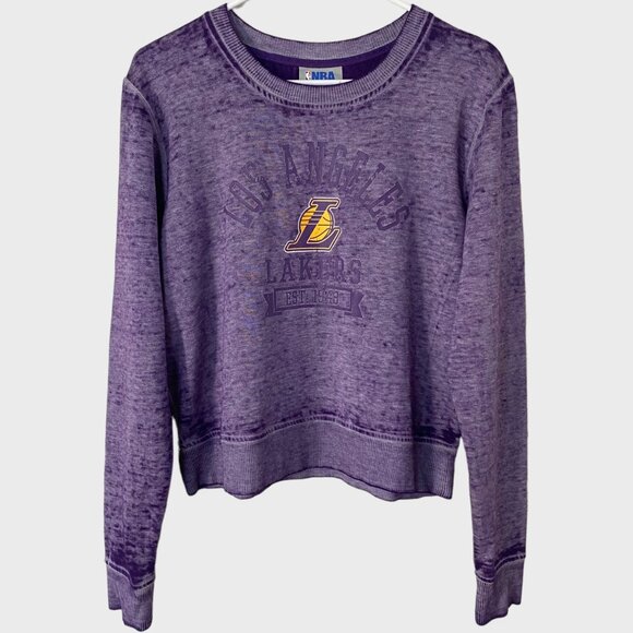 NBA Sweaters - NBA Los Angeles Lakers Burnout Crewneck Sweatshirt Womens Medium Purple Pullover